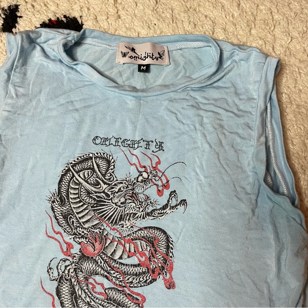 O mighty baby blue dragon muscle tank